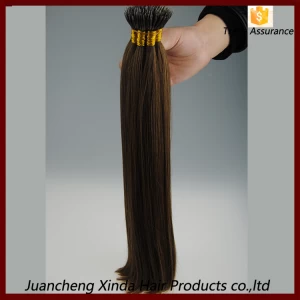 중국 Holesale 브라질 레미 머리 100 % 레미 인간의 머리 확장 샘플은 나노 링 붙임 머리를 환영 제조업체