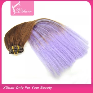 China Hot Menschliches Haar Mode Balayage Farbe des Tones zwei 22-Zoll-220gram Clip zur Haarverlängerung Hersteller