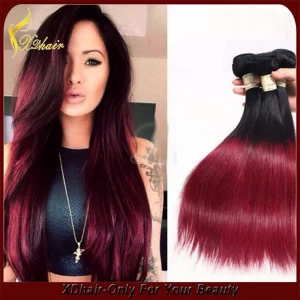 China Hot Neue Produkte im 2015 brasilianisches reines Menschenhaar Gerade Ombre Haarfarbe Haar-Webart Hersteller