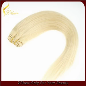China Hot Sell Double Weft 7A  Remy Brazilian Hair Extension color 613 hair weft manufacturer
