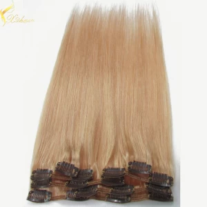 China Hot Sell Remy Human Hair Extension 8-30inch Sample Order Accept Blond Color Clip in Brazilian Hair manufacturer