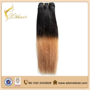 An tSín Hot sale ombre hair extension two colored cheap brazilian hair weaving/ hair weave déantóir