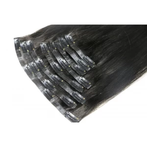 An tSín Hot selling 20inch 100% Brazilian virgin hair clip in hair extension 200g with 18 clips déantóir