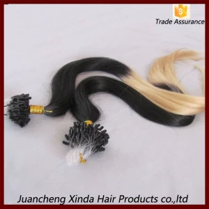中国 Hot selling 5A grade wholesale price double drawn remy ombre micro loop ring hair extension 制造商