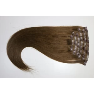 中国 Hot selling skin weft clip in hair wholesale double drawn virgin remy human hair extention 200g clip in piano color 制造商