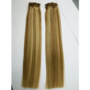 China Hot selling two tone piano color brazilian human hair top a clip hair extension fabricante