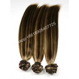 中国 Hot selling wholesale double drawn hair virgin remy human hair extention 200g clip in piano color 制造商
