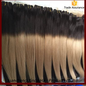 China Human Remy Hair weave Two Tone Color 100g/piece Hair Extension /Ombre Color Remy Hair Weft manufacturer