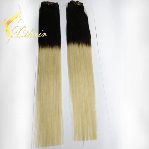An tSín Human ahir weave two tone color ombre human hair weaving blond hair déantóir