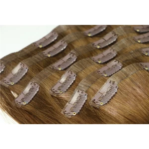 An tSín Human hair silky straight brown color cheap colored clip in human hair déantóir