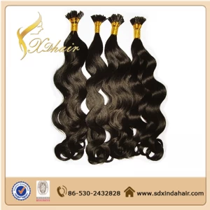 China I tip human hair extensions 0.5g strand remy human hair 100% human hair virgin brazilian hair Cheap Price Wavy Hair manufacturer