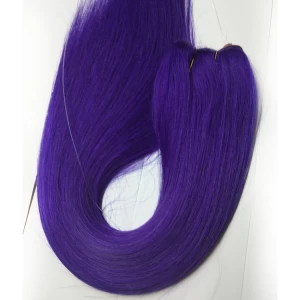 中国 Lace clip in hair extesnion top quality purple hair メーカー