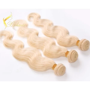 China Light blond human hair extension  weft body wave curl brazilian manufacturer