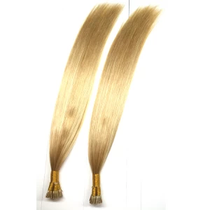 China Light blond human hair extensiuon stick tip hair I tip virgin remy fabrikant