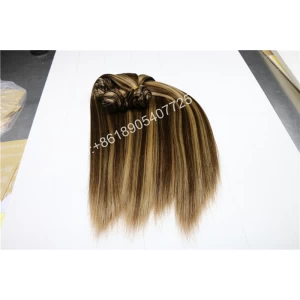China Manufacturer Wholesale Human Hair weft piano color and Wavy Clip in Hair Extensions fabricante