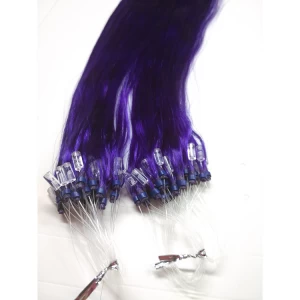 porcelana Micro loop ring hair  indian human hair purple color loop wire hair fabricante