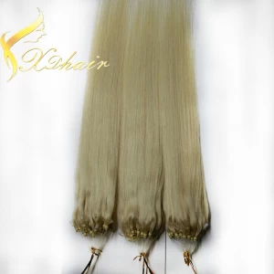 porcelana Micro loop ring human hair extension top quality blond hair 1g piece fabricante