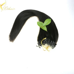Китай Most fashionable free tangle wholesale double drawn micro loop hair extensions curly 8a производителя