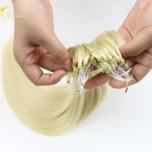 중국 Most fashionable free tangle wholesale double drawn micro ring hair extension bleach blonde 제조업체