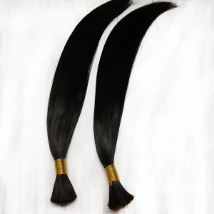China Natural black human hair bulk whole sale price hair bundles Hersteller