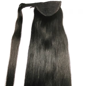 China Natural black  unprocessed human hair ponytail factory cheap price hair fabricante