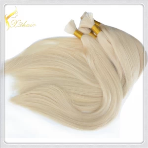 Cina New Products Wholesale Bulk Verified Suppliers color #60 white brazilian virgin remy bulk hair 100g produttore