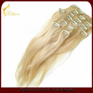 China Nova chegada preço de atacado cabelo humano clipe Remy 220g indiano na extensão do cabelo fabricante