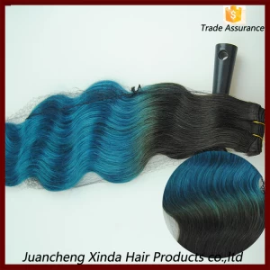 China New coming soft and smooth high quality  two tone ombre remy hair weaving fabricante