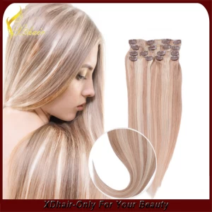 An tSín New product hot sale 100% Brazilian virgin remy hair best colored double weft clip in hair extension déantóir
