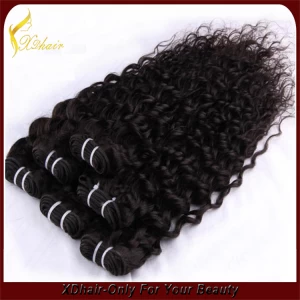 中国 New product hot selling 100% European virgin remy human hair weft curly double weft hair weave メーカー