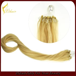 An tSín New product wholesale price 100% Brazilian virgin remy human hair double drawn micro loop ring hair extension déantóir