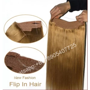 China New type Halo Hair flip in human hair Unprocessed Human Hair 20inch Brazilian Virgin Hair Straight flip in hair color 27# fabrikant