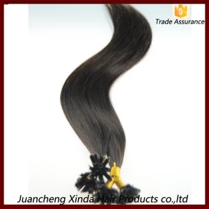 中国 No shedding tangle free top quality 2014 hot sale brazilian pre bonded hair extension human 制造商