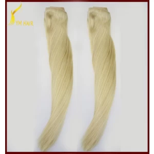 China No tangle and no shed double weft full head clip in remy human hair extensions fabricante