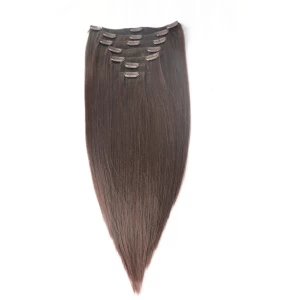 中国 No tangle no shedding 100% human hair full head virgin brazilian hair clip ins メーカー