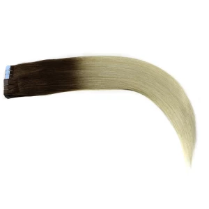 中国 Ombre 2T color no mixed tangle free shedding free PU tape in hair extensions メーカー