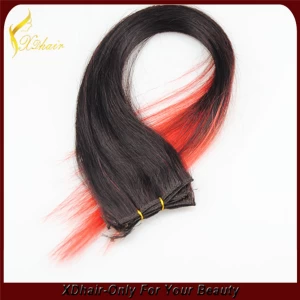China Ombre colored lace full head Russian Brazilian Indian remy human clip in hair extensions manufacturer