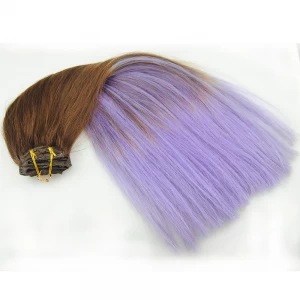 中国 Ombre dip dye clip in hair extension brazilian clip on hair 制造商