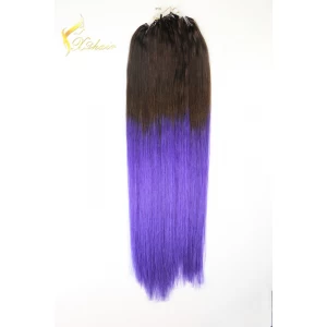 porcelana Ombre human hair micro ring hair ,two tone remy virgin hair extensions fabricante