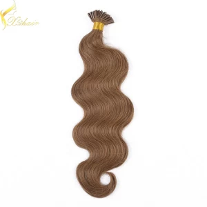 中国 One Donor 100% human hair factory price i tip curly hair extensions 制造商