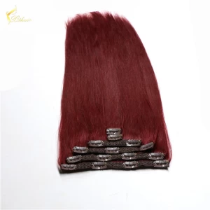 An tSín Popular hair styling virgin brazilian hair double weft 99j, clip in human hair extensions for black women déantóir