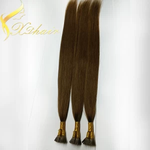 中国 Pre bonded human hair I tip brown human hair malaysian hair extension 制造商