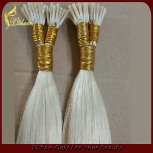 China Pre bonded human hair extension blond color 613 1gram/strand I Tip hair Brazilian virgin remy hair manufacturer