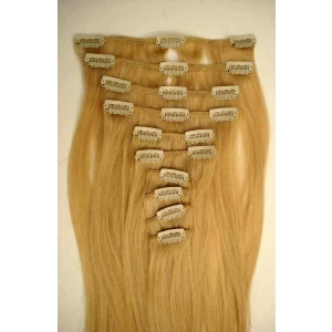 Chine Promotion Double Drawn Remy Clip in Hair Extensions 220gram thick human hair clip in hair fabricant