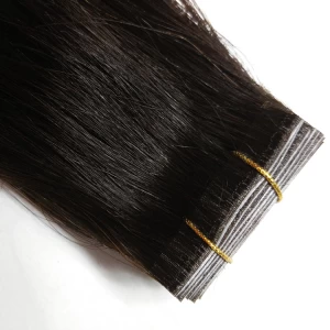 An tSín Pu tape hair and hand made pu tape black color natural brazilian hair déantóir
