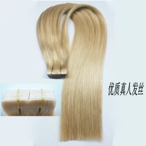porcelana Remy Human Hair Extension Cheap brazilian remy tape hair Seamless golden hair extension long straight hair fabricante