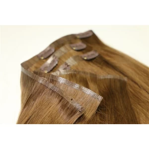 中国 Remy Human hair skin weft clip in hair extensions 20 inch hair extensions Pu weft clip hair extension メーカー