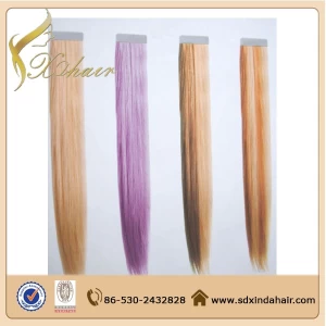 porcelana Remy Tape Hair Extensions,Double Drawn Colorful Indian 100 Human Hair Tape In Hair Extentions fabricante
