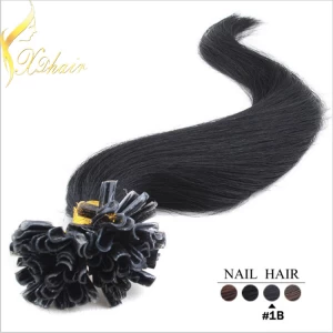 Cina Remy fusion keratin nail tip hair U tip virgin hair wholesale, 5a full cuticle remy Prebonded U tip virgin hair produttore