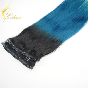 Chine Silky Straight Ombre Hair Double Drawn Clip in Hair Virgin European Human Hair Extension Top Quality fabricant